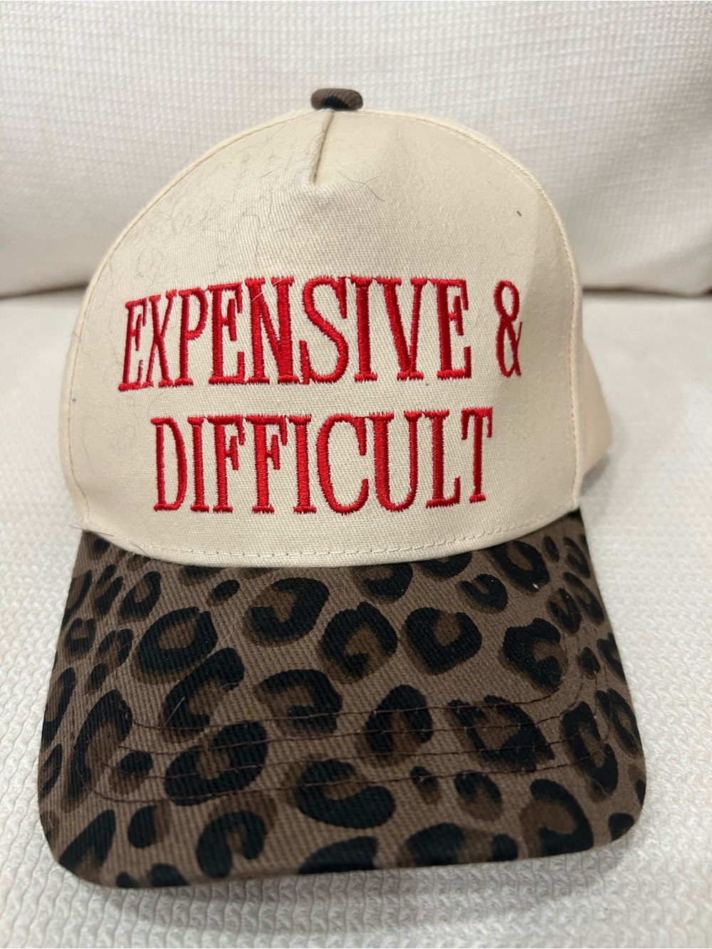 Expensive & Difficult Beige Cap with Leopard Brim